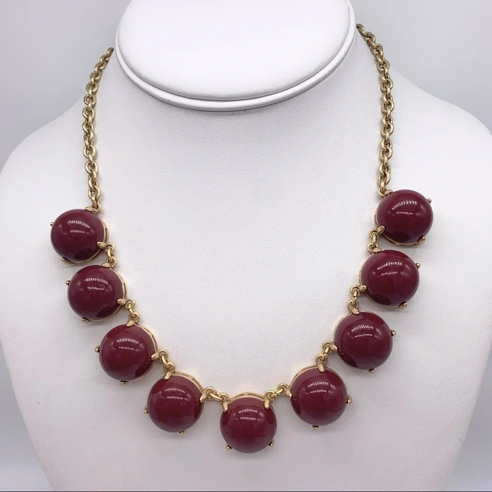J. Crew Burgundy Bauble Necklace